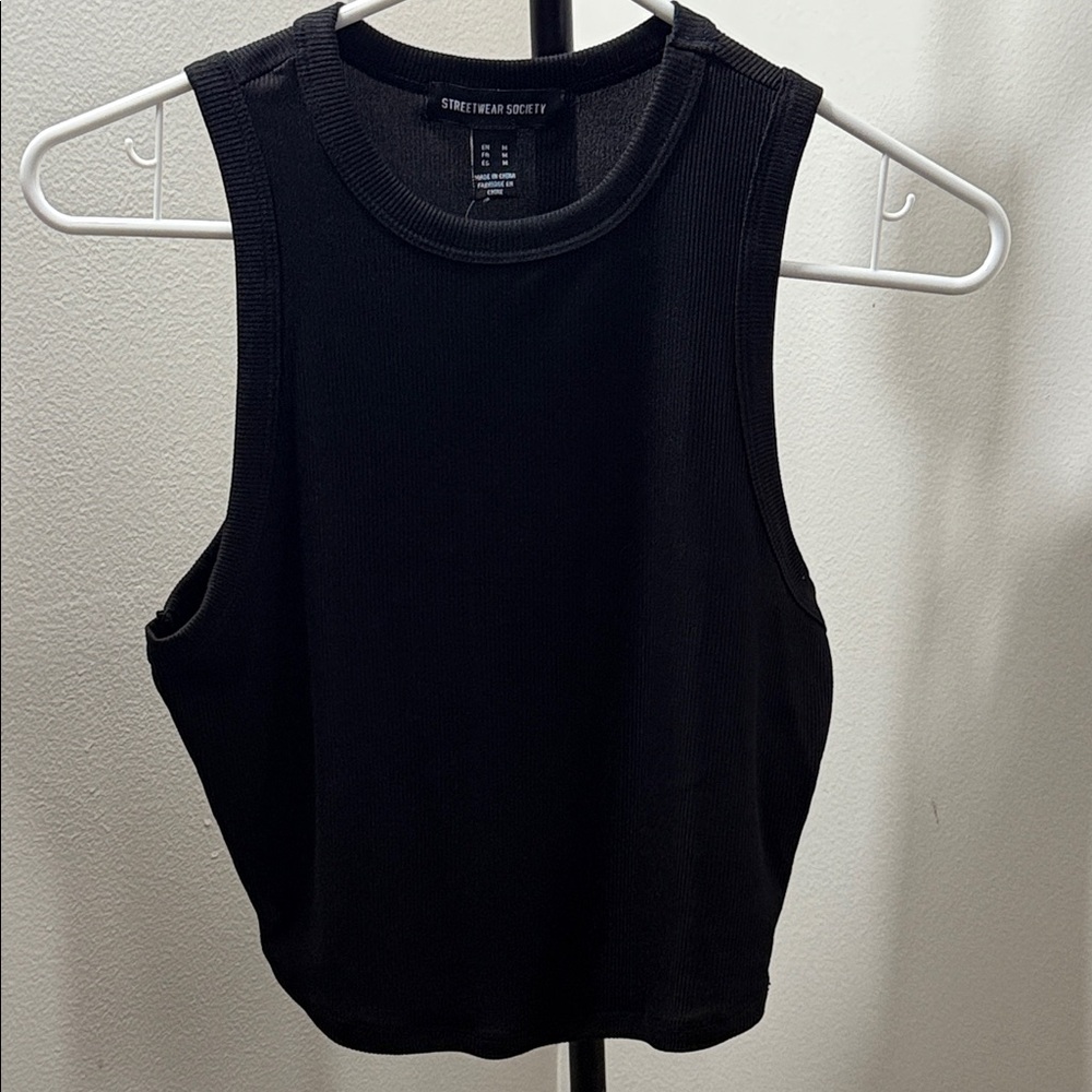 Streetwear Society Black Ribbed Crewneck Tank